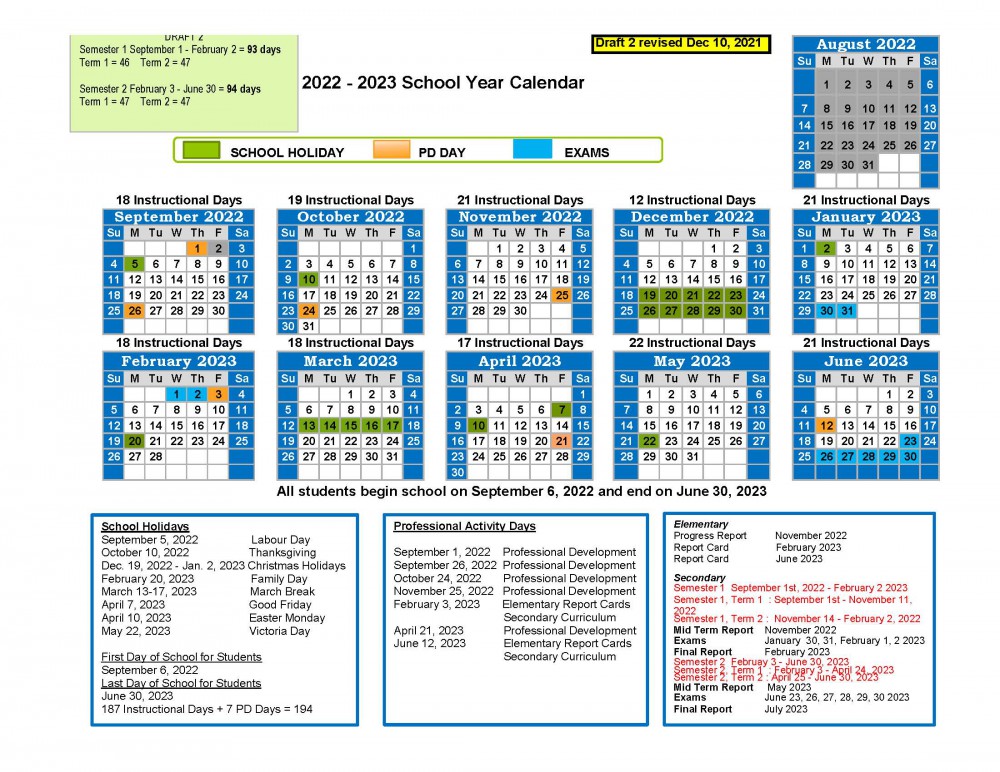 School Year Calendar Keewatin Patricia District School Board